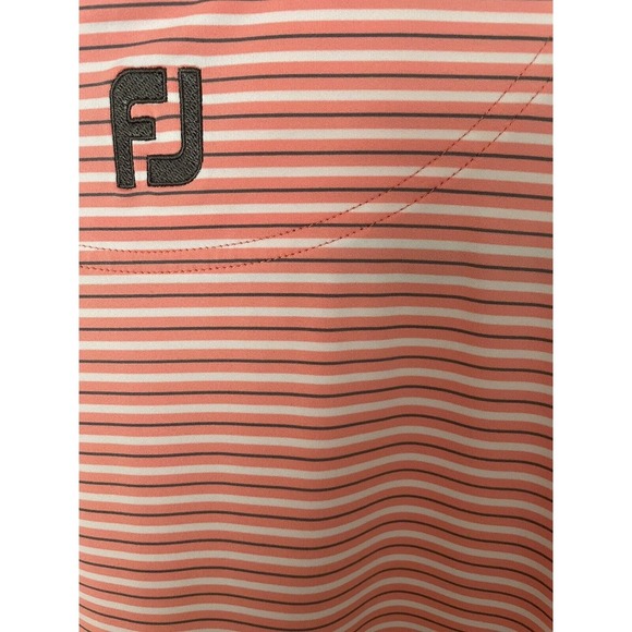 FootJoy Fords Colony Country Club Pink White Stripe Polo Golf Shirt Mens XL - Picture 5 of 7
